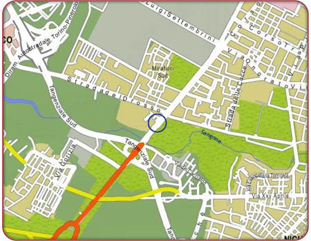 DOVE SIAMO - Tangenziale Sud di Torino Uscita Stupinigi, Torino Mirafiori Sud, Strada del Drosso, Nichelino.